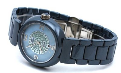 Oniss #ON7703-LC Girasol Crystal Accented MOP Dial Grey Ceramic