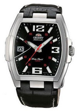 Orient #CERAL005B Leather Strap Silver Tone Black Dial Automatic