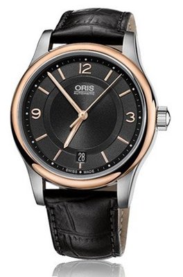 Oris Classic Date Black Dial Black Leather 733-7578-4334LS