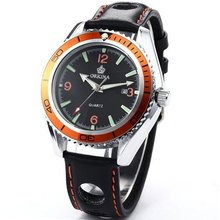 Orkina Boyfriend Orange Black Sport Quartz Leather Wrist Gift ORK062