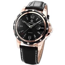 Orkina Luxury Black Dial Leather Date Sport Quartz Wrist Gift ORK050