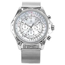 ORKINA Luxury Chronograph Silver Stainless Steel Band Sport Wrist ORK116