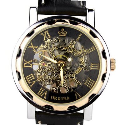 Orkina Rose Gold Case Tourbillion Mechanical Dial Leather Strap Fashion Wrist KC023-L-RB