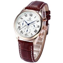 ORKINA Rose Gold Stainless Steel Chronograph Brown Leather Wrist New ORK152