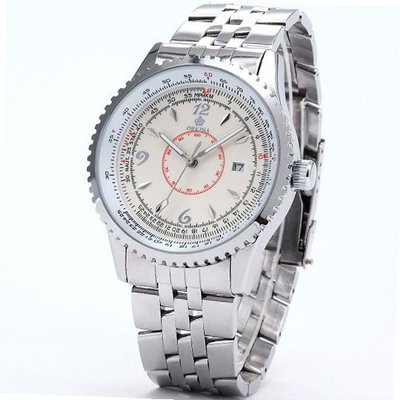 Orkina White Dial Stainless Steel Date Sport Quartz Wrist Gift ORK109