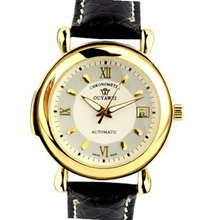 Ouyawei Golden Case White Dial Mechanical Leather Band Wrist OYW-1119W
