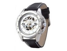 Ouyawei Leather Band Water-Proof Round Metal Alloyed Automatic Mechanical es