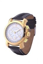 Ouyawei Luxury Unique Round White Dial Gold Shell Black Leather Strap Mechanical Automatic Wrist es