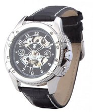 Ouyawei Round Metal Alloyed Automatic Mechanical Leather Band Water-proof es