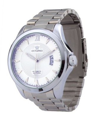 Ouyawei Round White Dial Stainless Steal Strap Mechanical es