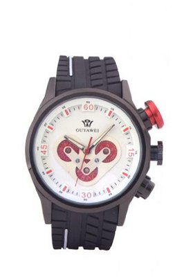 Ouyawei Sport Rubber Strap White Dial Mechanical es