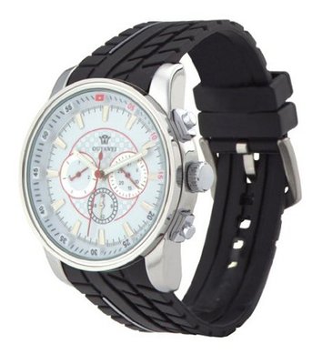 Ouyawei Sporty White Dial Black Rubber Strap Mechanical es