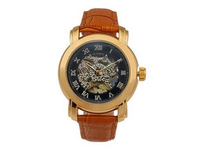 Ouyawei Stainless Steal Strap Round Gold And White Dial Mechanical es