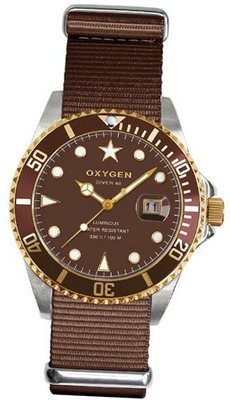 Oxygen Gold Turtle 40 unisex quartz with brown Dial analogue Display and brown nylon Strap EX-D-GOL-40-BR