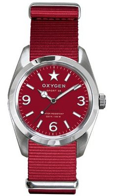 Oxygen Ruby 38 unisex quartz with red Dial analogue Display and red nylon Strap EX-S-RUB-38-RE