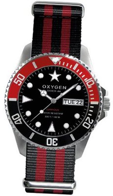 Oxygen Sea Lion 44 unisex quartz with black Dial analogue Display and multicolour nylon Strap EX-D-SEA-44-BLRE