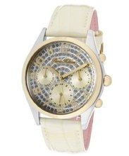 Beverly Silver Glitter Dial Ivory Pearl Tone Genuine Calf Leather