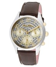 Beverly Silver Glitter Dial Shiny Dark Brown Genuine Calf Leather