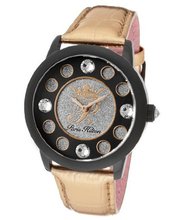 Fame White Crystal Silver Glitter/Black Dial Metallic Rose Gold Genuine Calf Leather