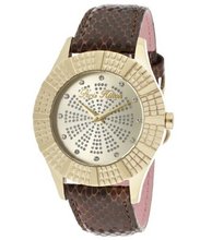Heiress White Crystal Champagne/Silver Glitter Dial Black Genuine Calf Leather