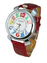 Round Snoopy with Red Strap - Snoopy Analog