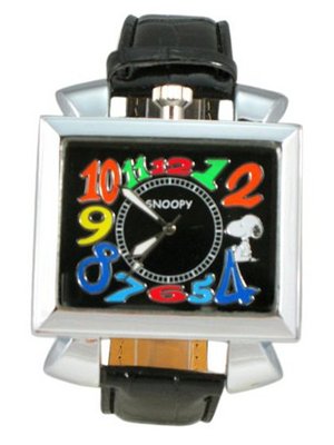 Square Snoopy with Black Strap - Snoopy Analog