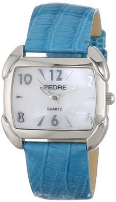 Pedre 7750SX Silver-Tone with Glossy Blue Leather Strap