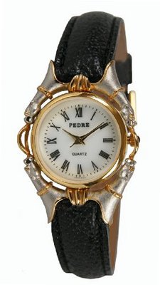 Pedre Two-Tone Panther Adorned Leather Strap # 6942TX