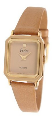 Pedre Vintage Tres Petite Gold-Tone/ Tan Leather Strap # 6983GX