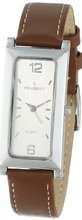 Peugeot 318BR Silver-Tone Brown Leather Strap