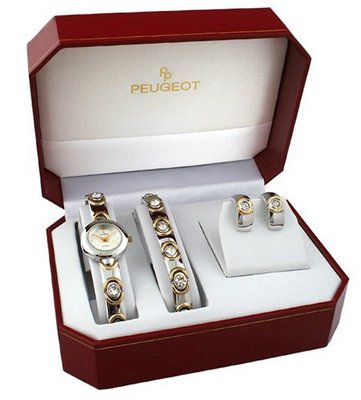 Peugeot Ladies Crystal Encrusted , Pendant, and Earring Gift Set
