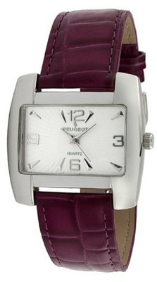 Peugeot PQ2601PR Silver-Tone Purple Leather Strap