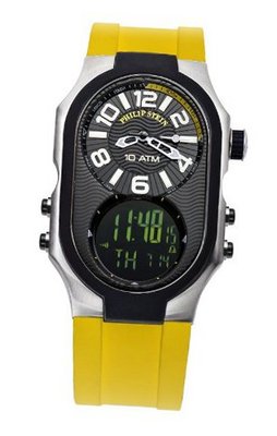 Philip Stein 3RB-AD-RY Signature Black Plated Chronograph Yellow Rubber Strap