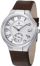 Philip Stein Signature Round Brown leather Strap Silver Dial 42-FW-ZBR