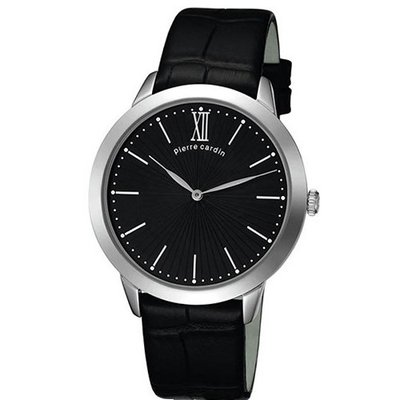 Pierre Cardin pc105311f02 mm Stainless Steel Case Black Leather Mineral