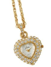 Pierre Jacquard PJ8880 Gold-tone Heart Shaped Crystal Pendant Locket Mother's Day