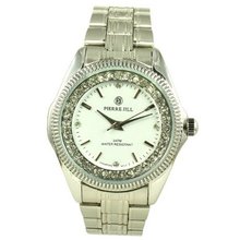 Pierre Jill in White Dial Enchanted with Rhinestone Silver Stainless Steel Bracelet