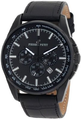 Pierre Petit P-786C Serie Le Mans Black PVD Case Chronograph Tachymeter Leather