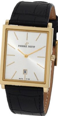 Pierre Petit P-789C Serie Nizza Yellow-Gold PVD Square Case Black Genuine Leather