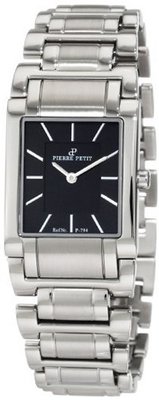 Pierre Petit P-794A Serie Laval Square Case Black Dial Stainless-Steel Bracelet