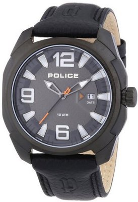 Police PL-13836JSB-61 Texas Black Dial Leather Strap Black IP Steel