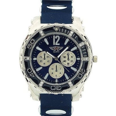 Prince London Gents Large Dial Chrono Effect Blue Rubber Strap Casual