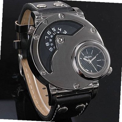 Trendy OULM Multi-Function Quartz 2 Time Zone Military Army Quartz Sport Wrist - Black - JUST ARRIVE!!!