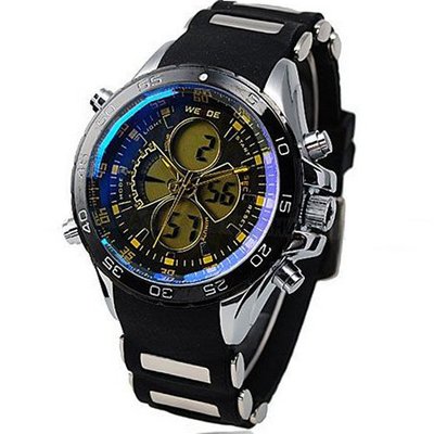 WEIDE Army LCD Chronograph Rubber Band Quartz Sport Wrist - Yellow Needle - JUST ARRIVE!!!