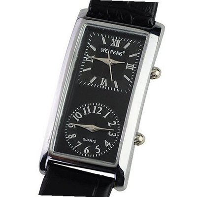 WEIPENG A266 Woman Elegant Dual Time with Quartz Movement Rectangle Dial-Black