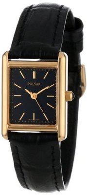 Pulsar PTC384 Gold-Tone Black Leather Strap