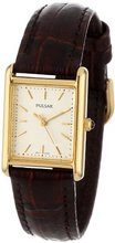 Pulsar PTC386 Gold-Tone Brown Leather Strap