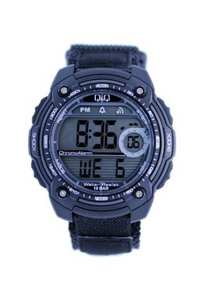 Q&Q #M075J002Y-B ChronoAlarm Black Nylon Sport