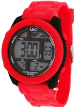 Q&q #M123J009Y Big Size Colorful Red Chrono Alarm Digital