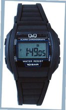 Q&Q #ML01J102Y Black Rubber Band Alarm LCD Digital